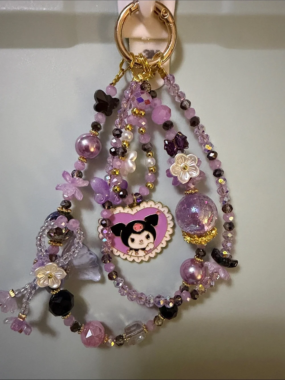 Purple Character Beaded Keychain Charm